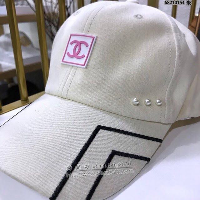 Chanel女士帽子 香奈兒線條珍珠棒球帽鴨舌帽  mm1112